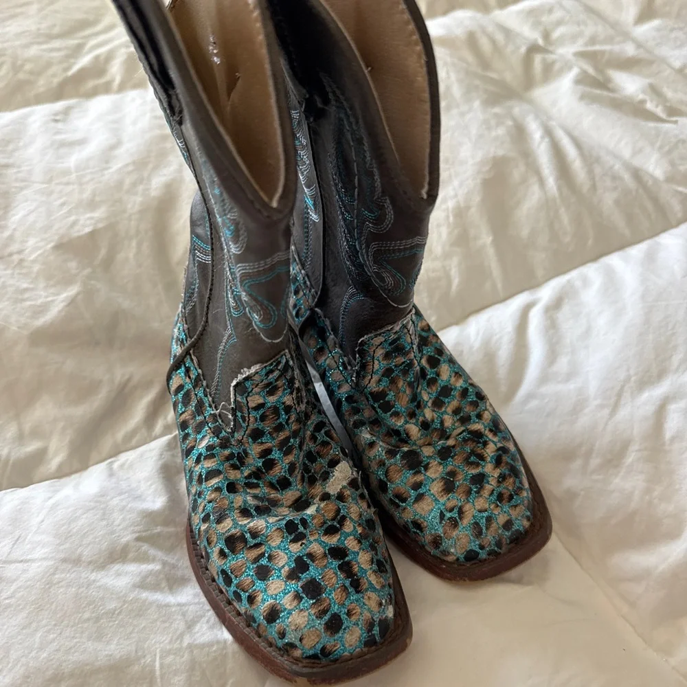 Roper | Kids | Brown and Teal | Leather Boots